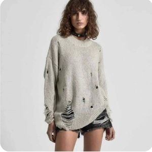 One Teaspoon Laddered Whiskey Knit Distressed Sweater